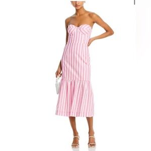 Aqua Stripe Bustier Midi Dress